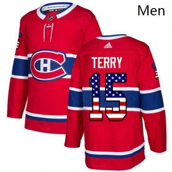 Mens Adidas Montreal Canadiens 15 Chris Terry Authentic Red USA Flag Fashion NHL Jersey